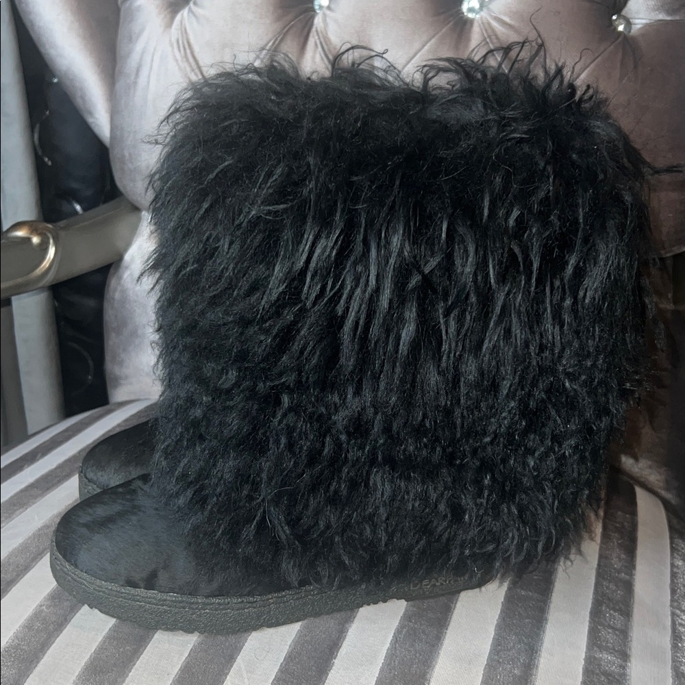 🧸🐾 Onyx Obsidion Luxe Shaggy Boots 🐾